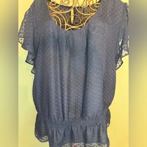 Navy Peplum Blouse XL